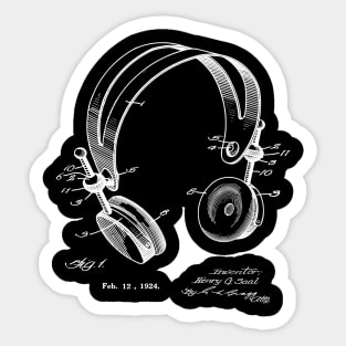 Stereo Headphones Music Patent 1924 Sticker